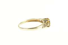 10K Yellow Gold Citrine Diamond Three Stone Classic Ring