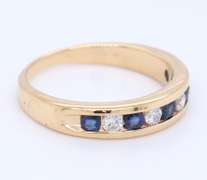 Dreamy Yellow Gold Sapphire and Diamond Channel Set Band