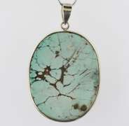 Simply gorgeous 91.88ct Turquoise cabochon sterling pendant