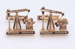 Lovely Yellow Gold Oil Rig Moveable Cufflinks