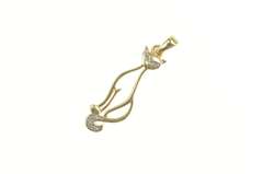 10K Yellow Gold Diamond Eyed Cat Stylized Siamese Kitten Charm/Pendant