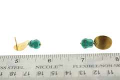 Brinco Pedra Turquoise Tumbled Dangle On 18k Yellow Gold Cuff Earrings