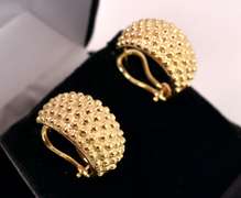 Stunning Studded Hoop Earrings in 14K Yellow Gold