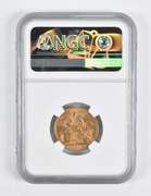 MS62 1918-I India 1 Sovereign Gold Coin NGC