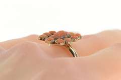 14K Yellow Gold Ornate Victorian Carved Coral Halo Cocktail Ring