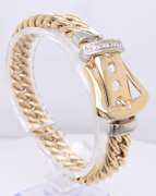 Incredible Two Tone Diamond Buckle Curb Link Bracelet