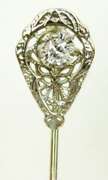 Beautiful Antique 14K Filigree Diamond Stick Pin