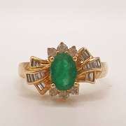 14kt Gold, Emerald, & Diamond Cocktail Ring