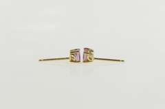 14K Yellow Gold Oval Pink Topaz Solitaire Simple Stud Earrings