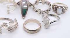 925 Sterling Silver Group Lot of 8 Rings