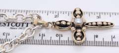 Vintage Sterling Silver Signed Cross Pendant on Italian Chain Necklace