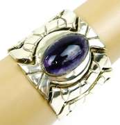 Rare Fred Davis, Mexico Sterling Amethyst Wide Bracelet