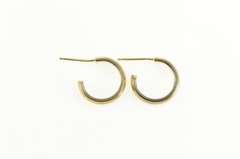 14K Yellow Gold Dot Trim Rounded Simple Huggies Hoop Earrings