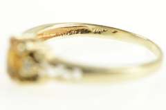 10K Yellow Gold Citrine Diamond Three Stone Classic Ring