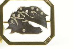 14K Yellow Gold Diamond Two Tone Horse Head Stallion Charm/Pendant