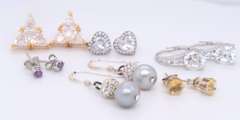 Group Lot of Vintage 925 Sterling Silver Earrings