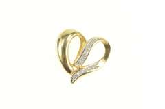 14K Yellow Gold Diamond Curved Heart Loop Slide Love Symbol Pendant