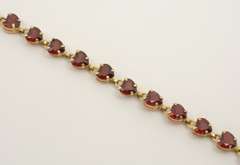 Straight Line Heart Shaped Garnet Bracelet