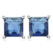1.50 CT CREATED LONDON BLUE TOPAZ 10KT SOLID GOLD EARRINGS STUD