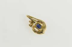 14K Yellow Gold Oval Sapphire Diamond Accent Cluster Pendant