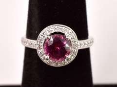 Precious Pink Tourmaline and Diamond Ring in 18K White Gold