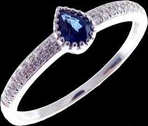 Teardrop Sapphire 18k Gold Ring Encrusted with Diamonds