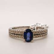 14kt Gold, Blue Sapphire, & Diamond Cocktail Ring