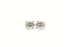 14K Yellow Gold Round Classic Solitaire Simple CZ Stud Earrings