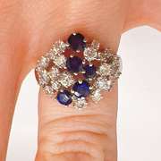 14kt Gold, Blue Sapphire, & Diamond Cocktail Ring