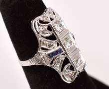 Fantastic Approx. 0.59CTW Diamond and 0.12CTW Sapphire Ring in Platinum