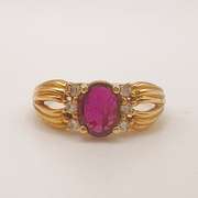 18kt Yellow Gold, Ruby, & Diamond Ring