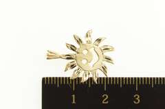 14K Yellow Gold Etched Sun Stylized Day Happiness Symbol Charm/Pendant