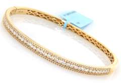 New Diamond Triple Row Bangle Bracelet in Yellow Gold