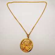 24kt Solid Yellow Gold Pendant & Chain Necklace