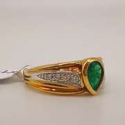 18kt Yellow Gold, Emerald, & Diamond Cocktail Ring