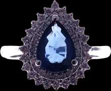 Wonderful Sapphire 18k White Gold Ring drenched in Diamonds