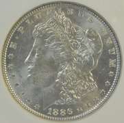 Blazing-white near Gem BU 1886 Morgan Silver Dollar. NGC MS64