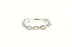 10K White Gold Pave Diamond Twist Design Stackable Band Ring