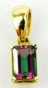 14K Mystic Topaz Emerald Cut Pendant