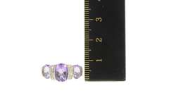 10K White Gold Oval Amethyst Diamond Ornate Statement Ring