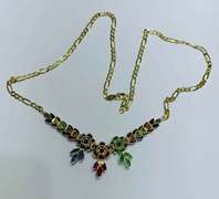 14kt Solid Yellow Gold, Ruby, Emerald, & Blue Sapphire Necklace