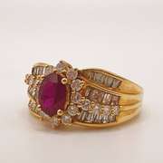 18kt Yellow Gold, Ruby, & Diamond Cocktail Ring