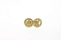 Diamond Peace Sign Earring Studs in 18KT Yellow Gold