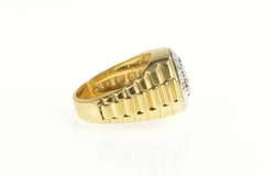 14K Yellow Gold 1.00 Ctw Diamond Retro Men's Watch Cluster Ring