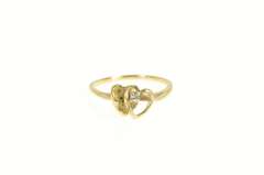 10K Yellow Gold Diamond Heart Raw Textured Nugget Promise Ring