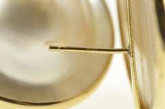 14K Yellow Gold 25.0mm Retro Mabe Pearl French Clip Earrings