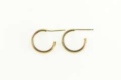 14K Yellow Gold Dot Trim Rounded Simple Huggies Hoop Earrings