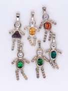 Group Lot of 6 Vintage 925 Sterling Silver Gemstone Charms