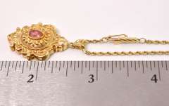 Tasteful Pink Tourmaline Pendant Necklace in 14K Yellow Gold