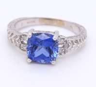 10k white gold tanzanite and diamond ring